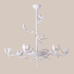 Passera Sculptural Plaster Chandelier with Birds and Tulip Shades