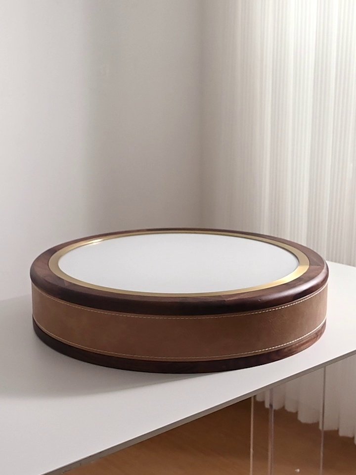 Artisan Leather Ceiling Light with Brass Accents for Modern Interiors