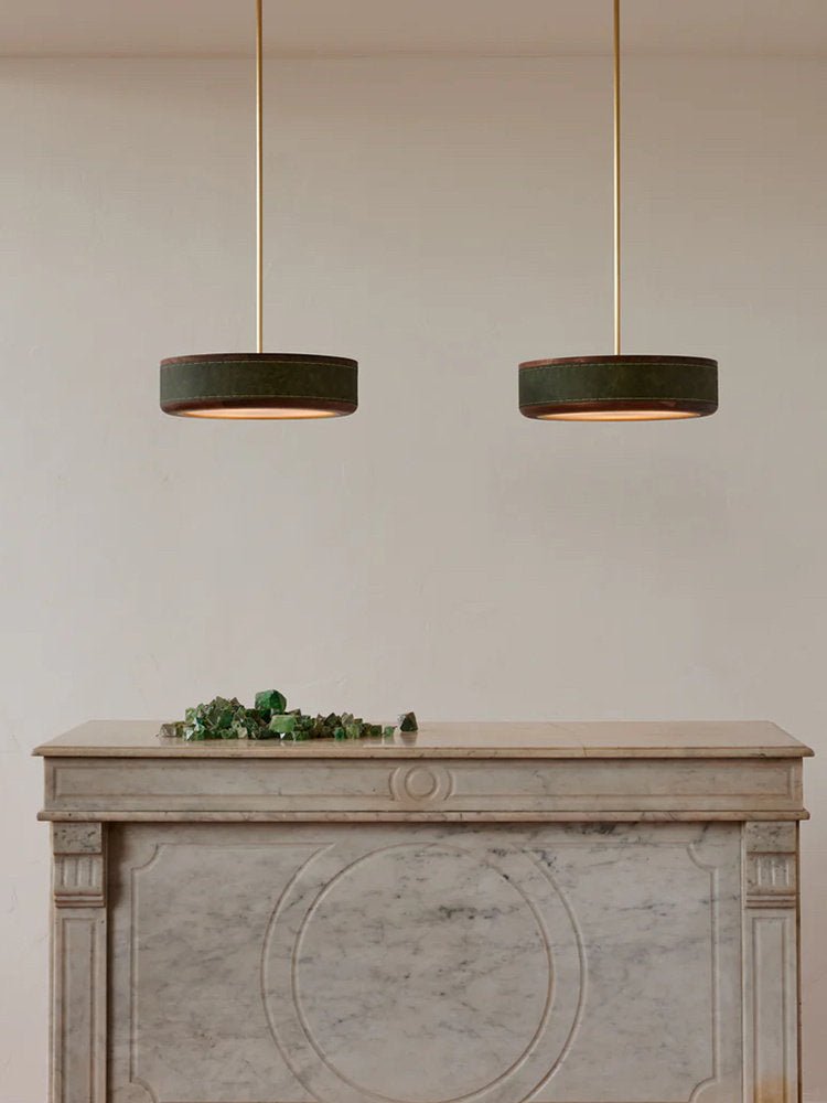 Artisan Leather Ceiling Light with Brass Accents for Modern Interiors