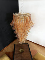 Rosalind Amber Glass Chandelier – Handcrafted Feather Design Pendant Light