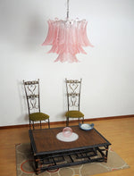 Pink Glass Leaf Chandelier – Handcrafted Designer Lighting for Elegant Interiors