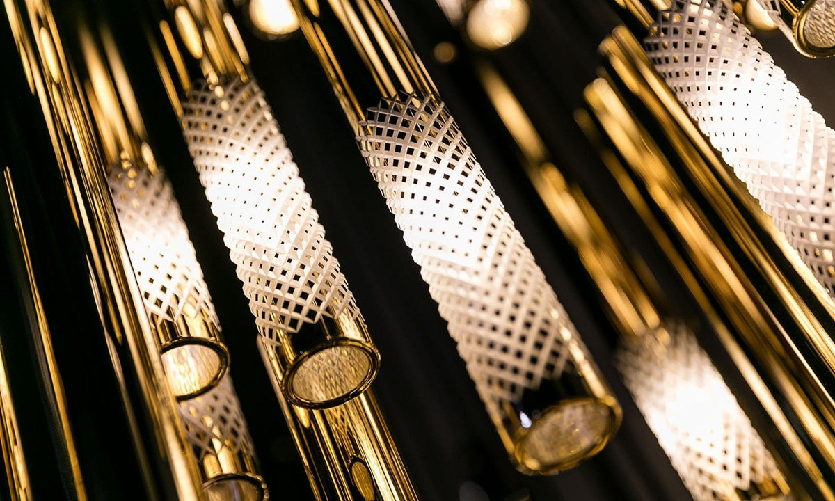 Symphony Orchestra Chandelier – Gold Nano-Coated Crystal Glass Pendant Light