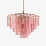 Opalora Pink Glass Chandelier | Murano-Style Gold Accent Lighting