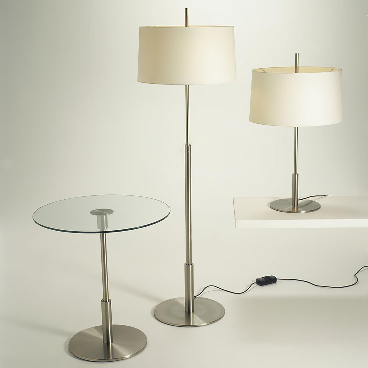 Rilume Table Lamp – Brushed Nickel Fabric Shade for Modern Interiors