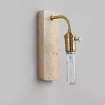Industrial Stone Wall Sconce in Travertine and Aged Gold