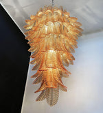 Rosalind Amber Glass Chandelier – Handcrafted Feather Design Pendant Light
