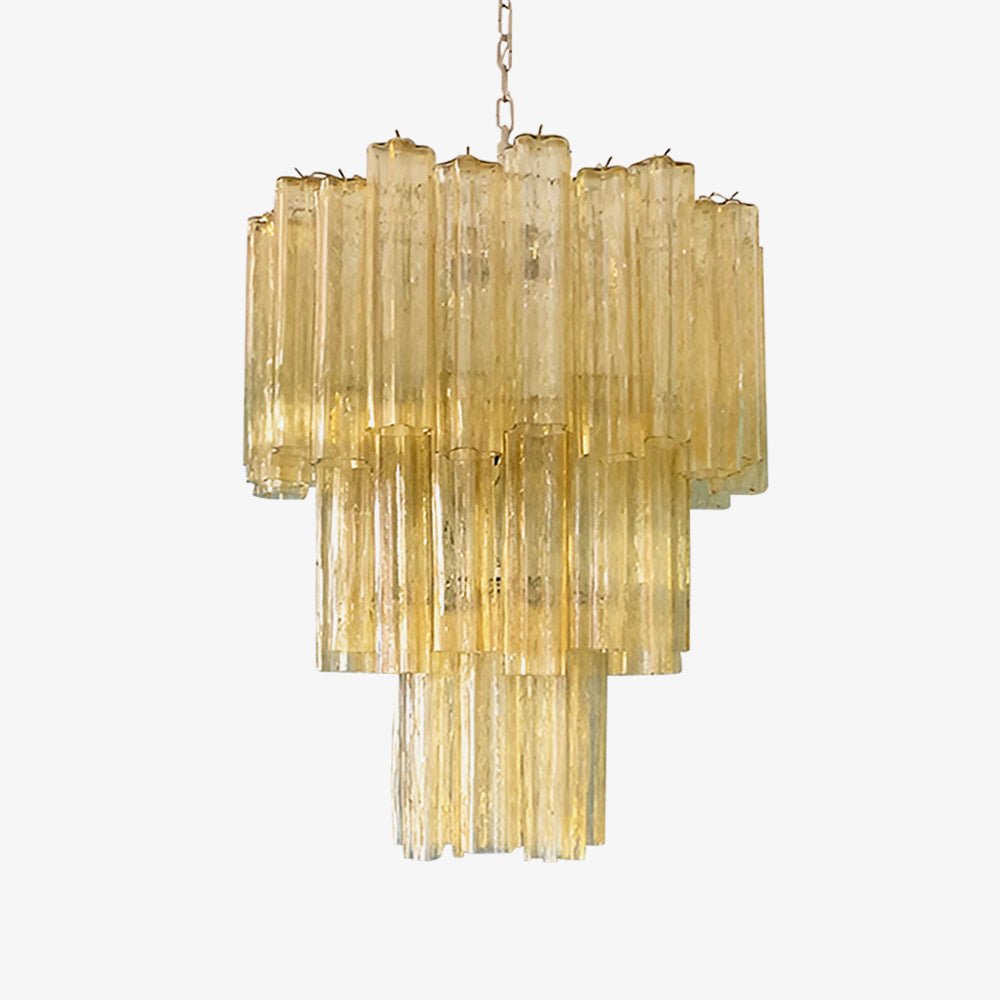 Modern Yellow Glass Tube Chandelier for Dining Room and Living Room