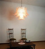 Pink Glass Leaf Chandelier – Handcrafted Designer Lighting for Elegant Interiors