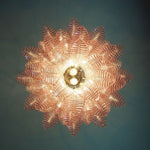 Pink Glass Leaf Chandelier – Handcrafted Designer Lighting for Elegant Interiors