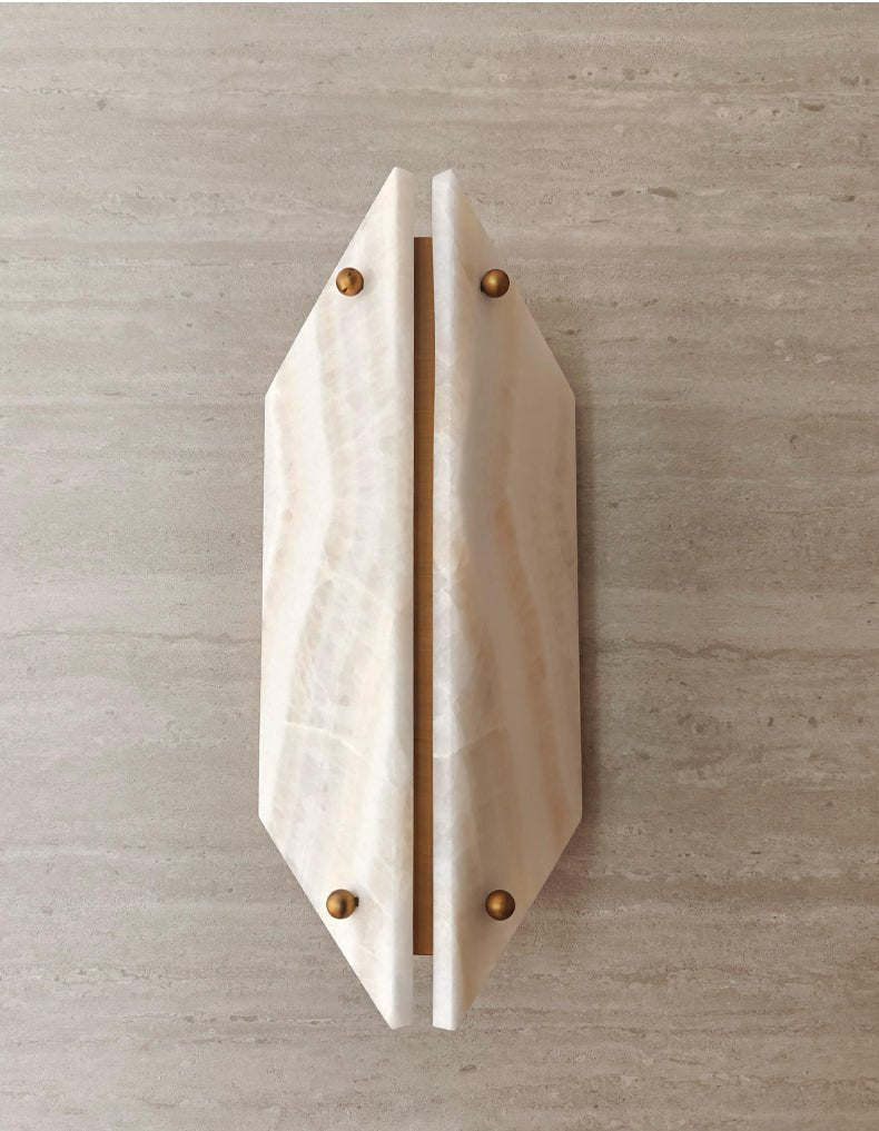 Onyxa Crest Alabaster Wall Sconce – Modern LED Wall Light for Bedroom & Living Room