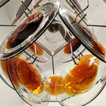 Mazzega Vistosi Style Hand-Blown Amber Glass Chandelier in Nickel