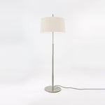 Rilume Modern Floor Lamp with Fabric Drum Shade in Nickel