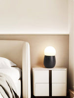 Lunare Table Lamp with Travertine Base – Modern LED Accent Light