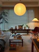 Handmade Mulberry Paper Pendant Light – Mid-Century Modern Washi Shade