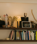 Stitched Table Lamp with Natural Parchment Shade and Wooden Base