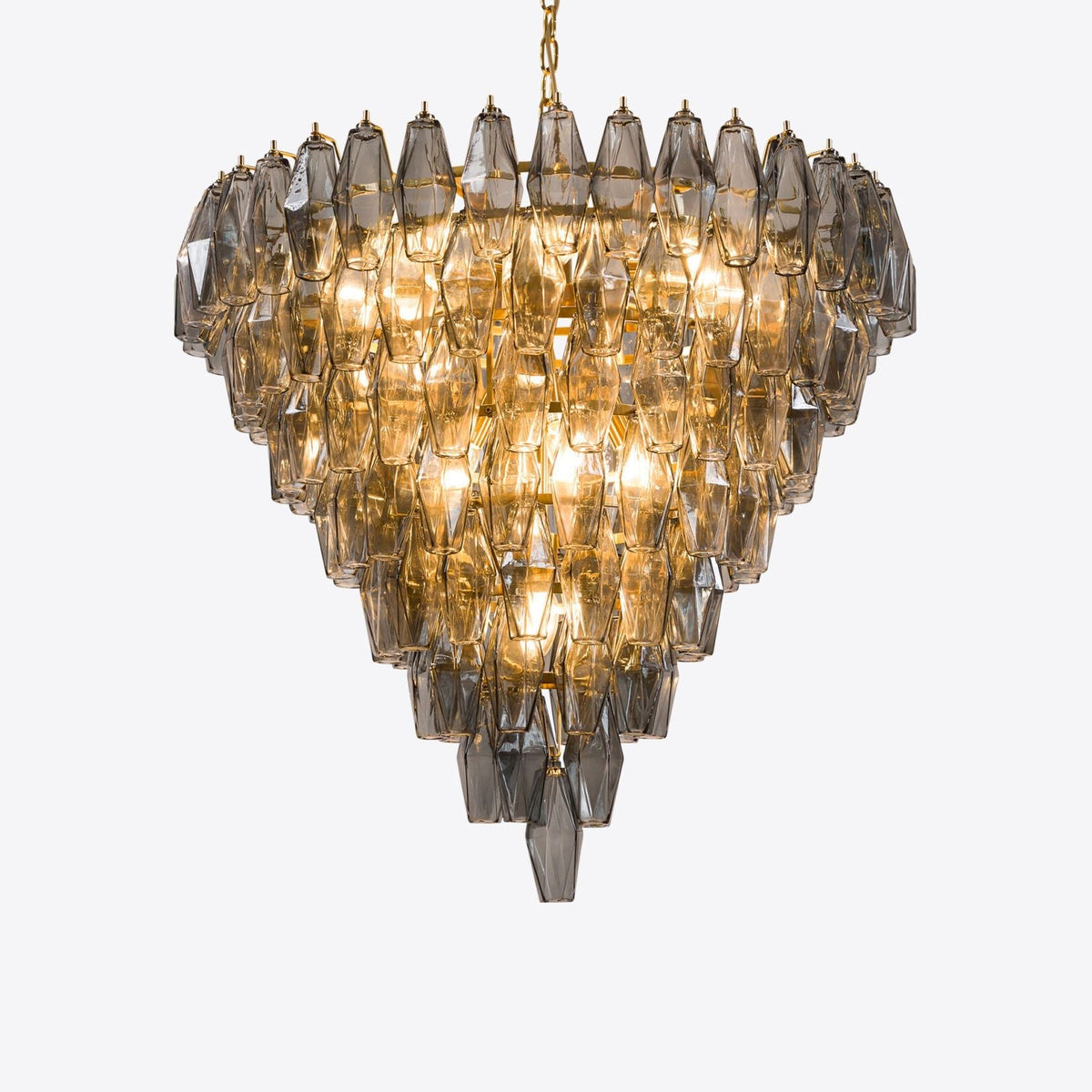 Asti Glass Prism Chandelier in Gold Finish for Modern Interiors