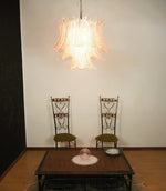 Pink Glass Leaf Chandelier – Handcrafted Designer Lighting for Elegant Interiors