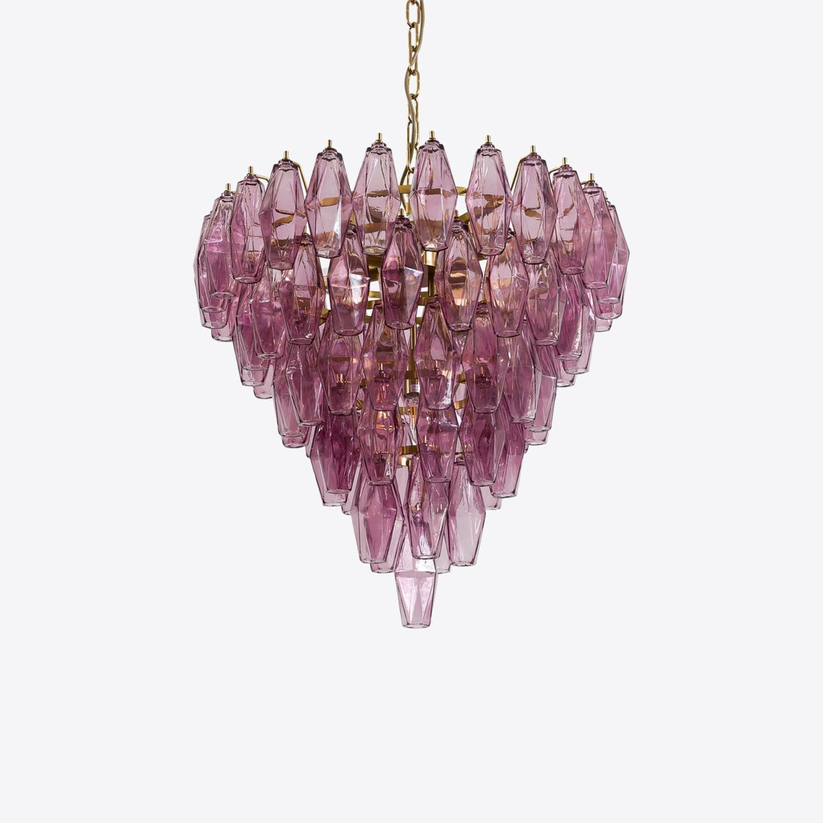 Asti Glass Prism Chandelier in Gold Finish for Modern Interiors