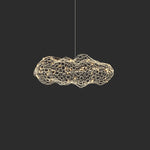 Golden Cloud Weave Pendant Light – Artisan Metal LED Hanging Lamp for Modern Interiors