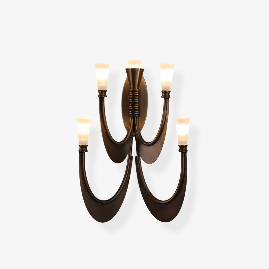 Metropolis Grand Alabaster Wall Sconce – Five-Light Art Deco Bronze Fixture