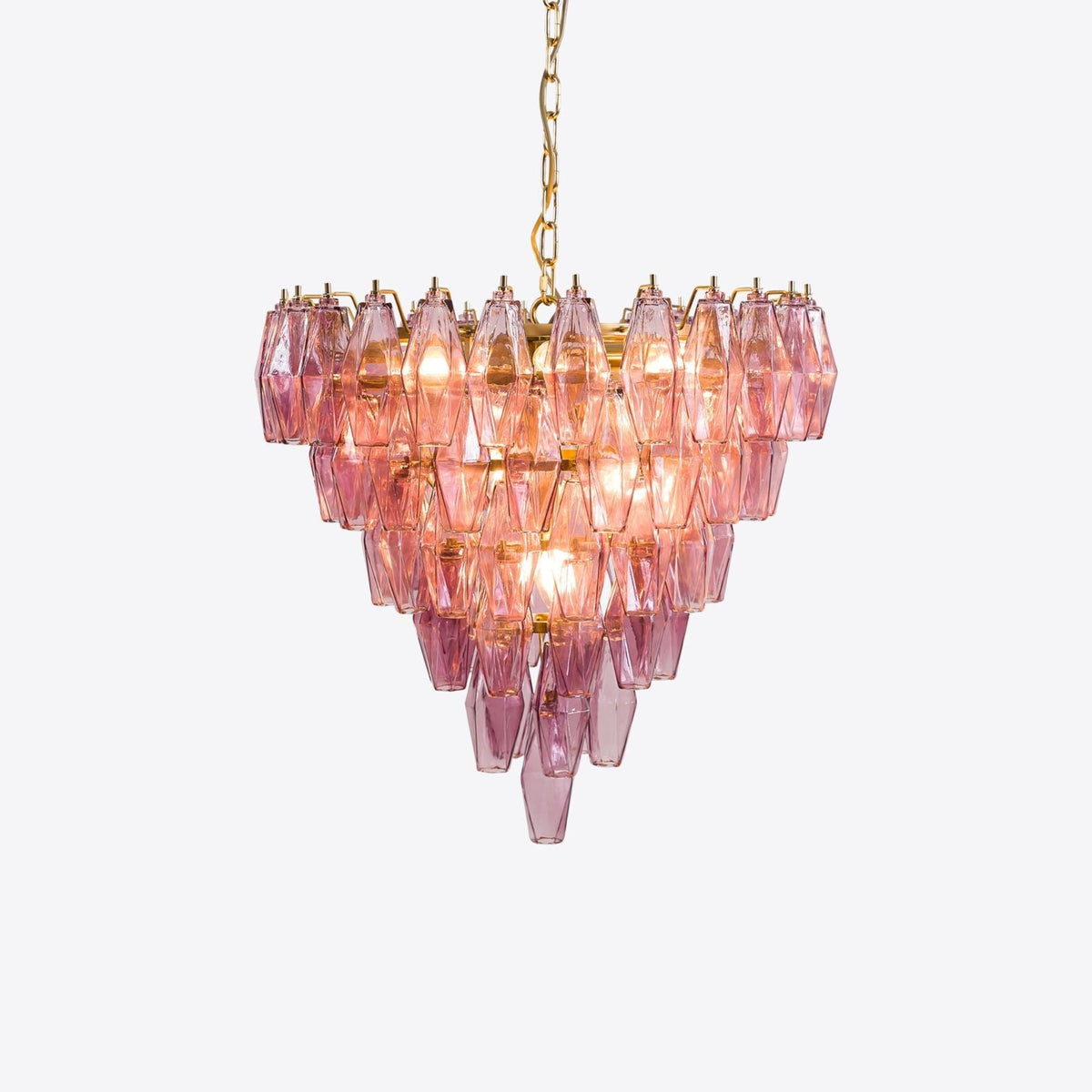 Asti Glass Prism Chandelier in Gold Finish for Modern Interiors