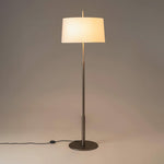 Rilume Modern Floor Lamp with Fabric Drum Shade in Nickel