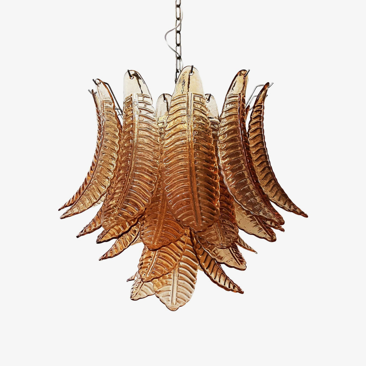 Amber Leaf Glass Chandelier | Modern Venetian Lighting