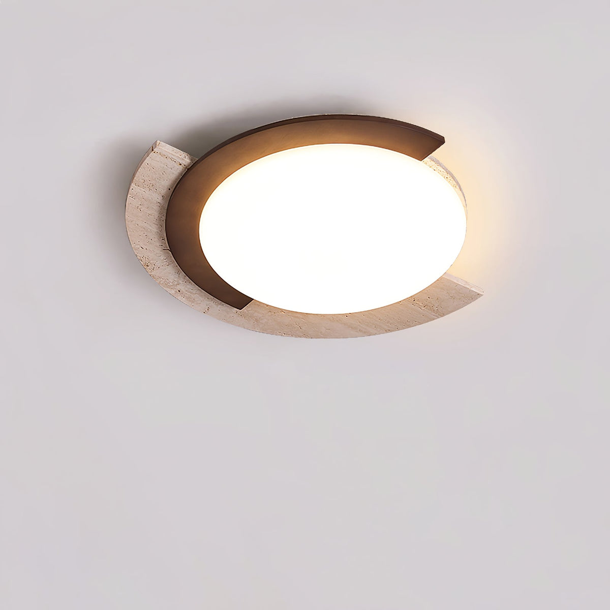 Alaric Semi-Flush Ceiling Light in Travertine and Bronze