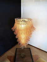 Rosalind Amber Glass Chandelier – Handcrafted Feather Design Pendant Light