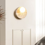 Sorella Travertine Wall Sconce with Opal Glass Globe