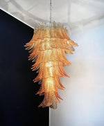 Rosalind Amber Glass Chandelier – Handcrafted Feather Design Pendant Light