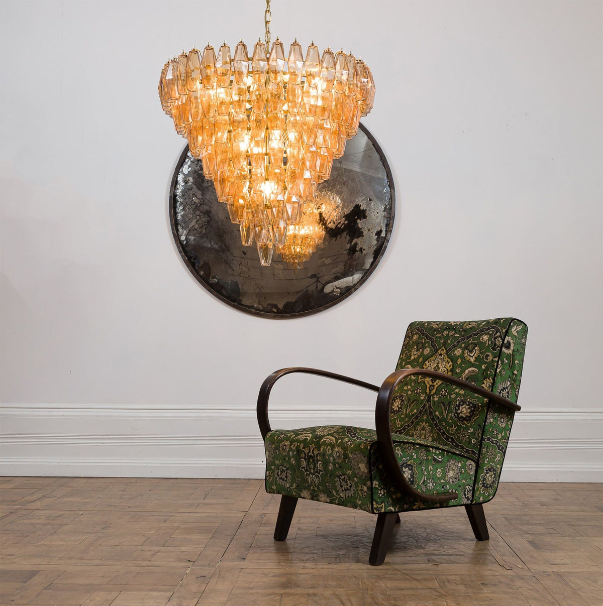 Asti Glass Prism Chandelier in Gold Finish for Modern Interiors