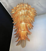 Rosalind Amber Glass Chandelier – Handcrafted Feather Design Pendant Light