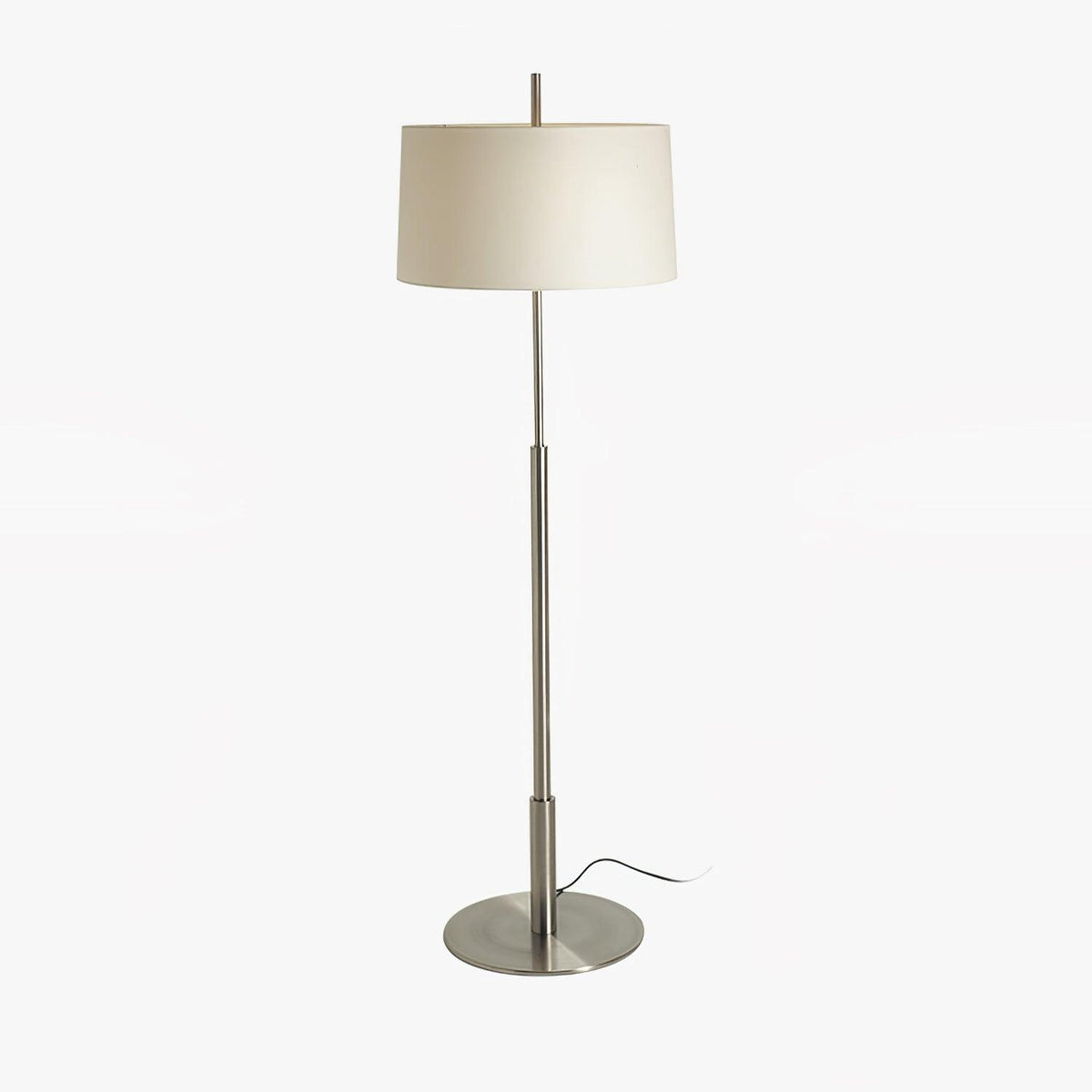 Rilume Modern Floor Lamp with Fabric Drum Shade in Nickel