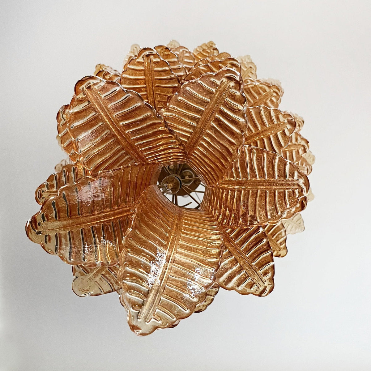 Rosalind Amber Glass Chandelier – Handcrafted Feather Design Pendant Light