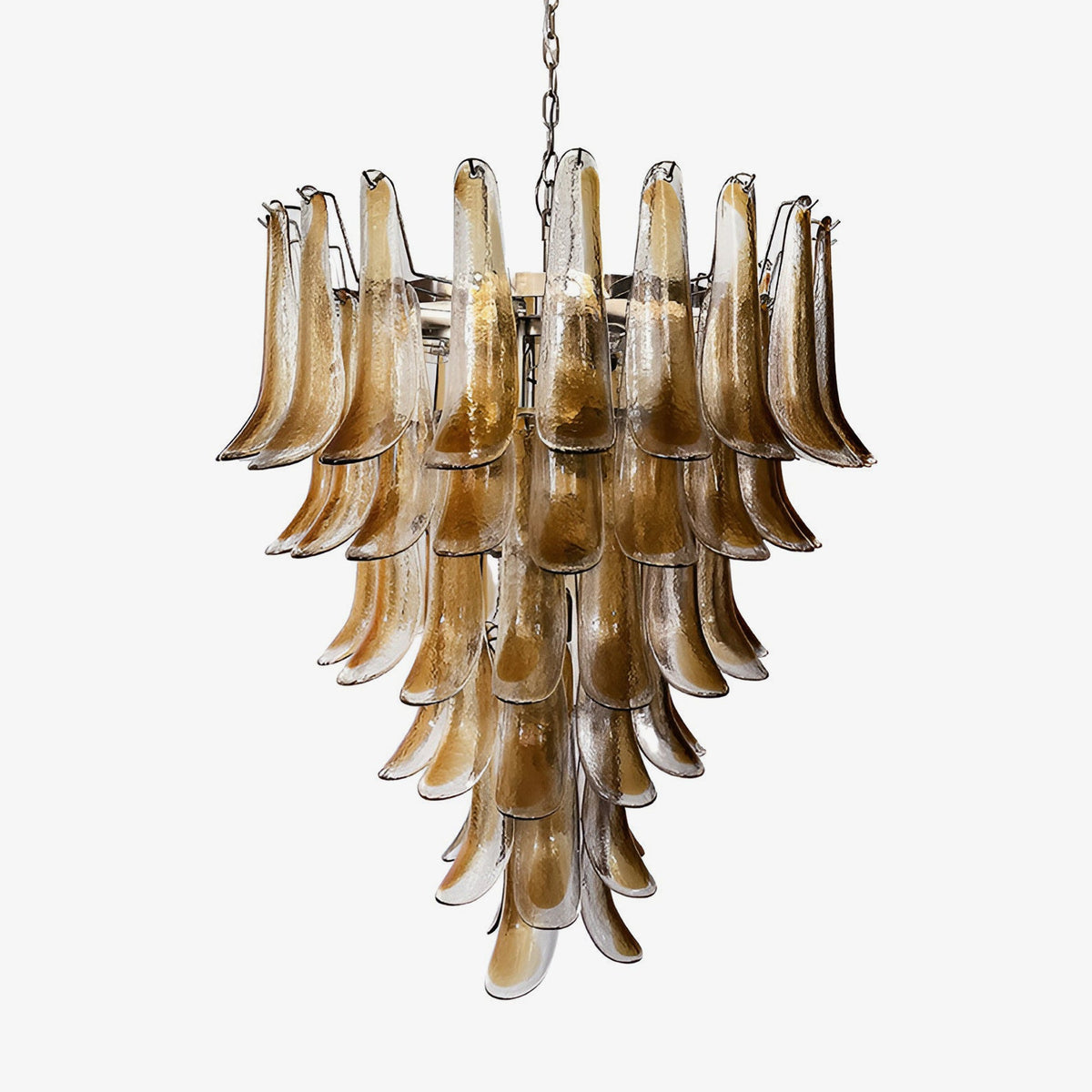 Solenne Amber Glass Chandelier – Modern Artisan Pendant Light for Dining Room and Foyer