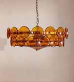Solaris Disc Glass Chandelier – Two-Tier Gold & Murano-Style Glass Pendant