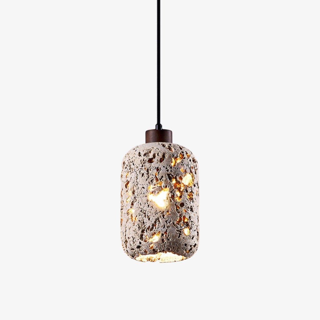 Cava Volcanic Stone Pendant Light — Sculptural Travertine Hanging Lamp