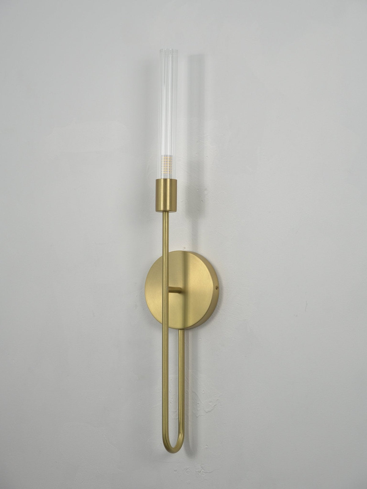 Arcline Glass Wall Sconce – Modern Brass LED Wall Light for Bedroom & Living Room