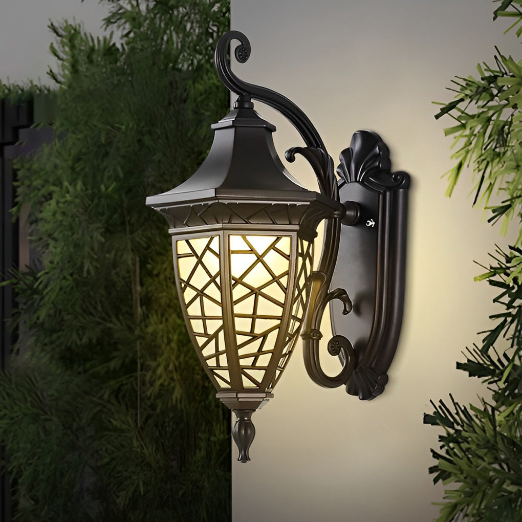 Retro Pattern Solar Powered Wall Lamp Ha080219