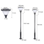 1 Light Round Solar Led Outdoor Lamp Post In Black