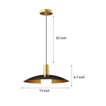 1 Light Mid Century Brass Flared Pendant Light With White Glass Shade