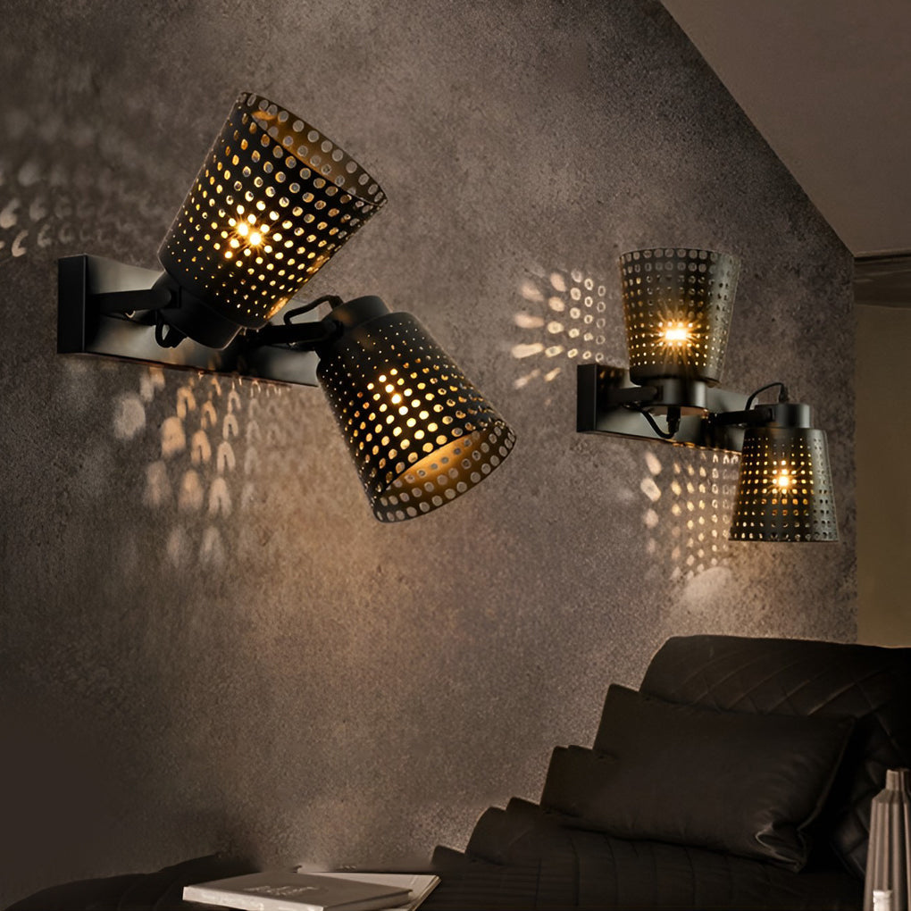 Retro Iron Hollow Adjustable Plug In Wall Sconce