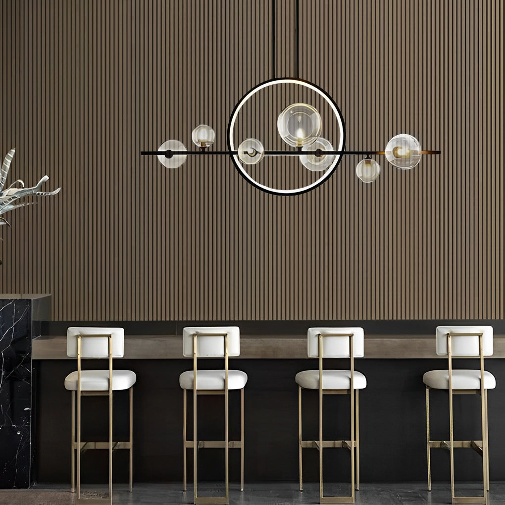 Modern Black Glass Bubble LED Chandelier for Dining Room and Kitchen Island