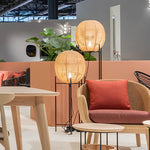 Rustic Boho Rattan And Metal Frame Accent Floor Lamp