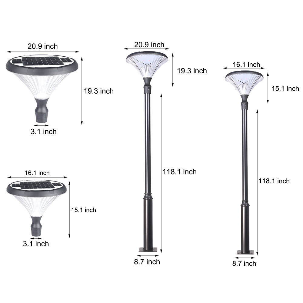 1 Light Black Outdoor Led Solar Lamp Post And Pole Street Light