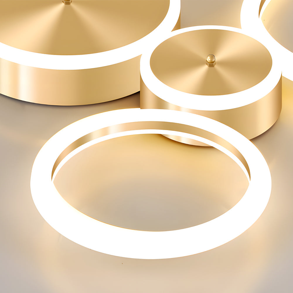 Modern Gold Led Flush Mount Rings Circle Ceiling Light Fixture