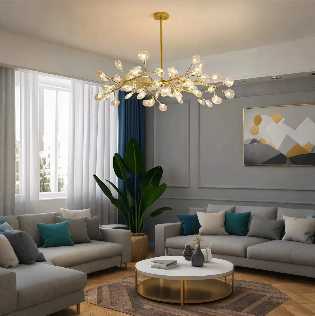 Creativity Firefly Led Chandelier Black Gold For Living Room Bedroom Hall Home Decor Indoor Lighting Minimalist Ceiling Pendant