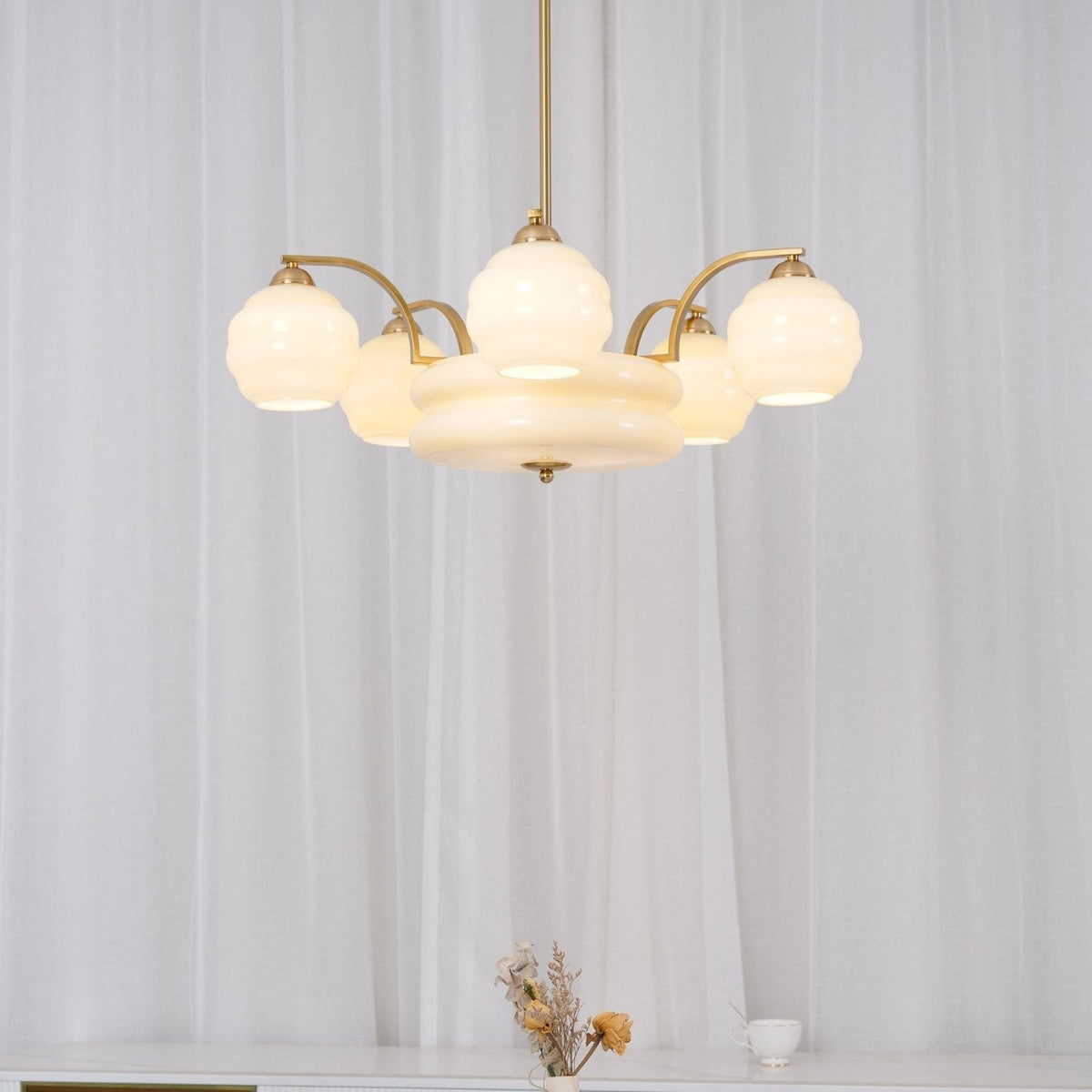 Opaline Art Deco Chandelier 3