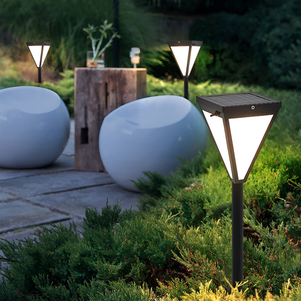 Modern Solar LED Pathway Post Light – Black Metal & Acrylic Outdoor Landscape Lighting